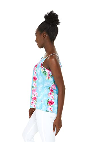 Image of Hawaii Hangover Family Matching Clothes, Pink Hibiscus Vine Turquoise | Family matching Hawaiian outfits, Pink Hibiscus Vine Turquoise, lightweight rayon, machine washable, tropical floral print