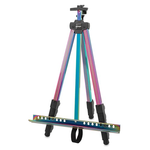 artPOP! Iridescent Tripod Easel, Adjustable Aluminum Travel Easel with Bag, ...