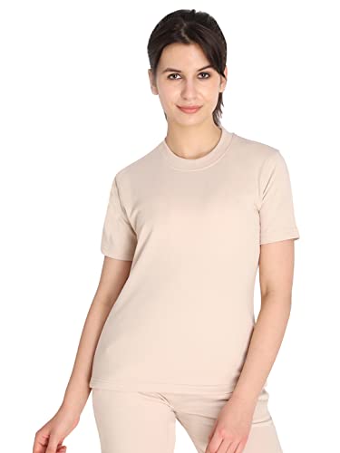 Image of CHKOKKO Women's Terry Cotton Loose Fit Half Sleeve Casual Style T-Shirt
