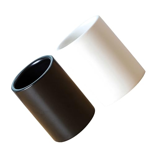 COOLHIYA 2pcs Portable Tea Cups Lightweight Multipurpose Rinse Cups Black White Straight Design for Mouthwash Travel and Storage