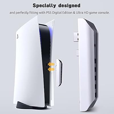 5 Port USB Hub for PS5,USB High-Speed Expansion Hub Charger USB Extender Compatible with PlayStation 5 Game Consolewith 4 USB + 1 USB Charging Port + 1 Type C Port