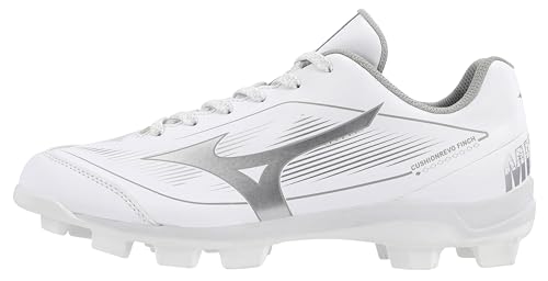 Mizuno - Mizuno Women's Cushionrevo Finch TPU Spike Softball Cleat, White-Silver, 8.5