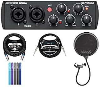 PreSonus AudioBox USB 96 Audio Interface 25th Anniversary Edition for Mac and Windows Bundle with Blucoil 10' Straight Instrument Cable (1/4