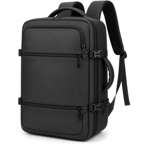 Kadaqe Mochila Executiva Masculina/Feminina com Compartimento para Notebook Impermeável para Viagem Reforçada Cabo USB, Trabalho, Escola, Viagens (Preta)