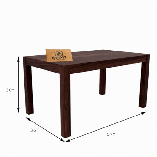 Image of Solid Sheesham Wood Dining Table Set with Chairs | Brown Modern Decorative Dining Set for Home /Office /Dining Room /Hotels | Comfortable Seating, Walnut 6 Seater