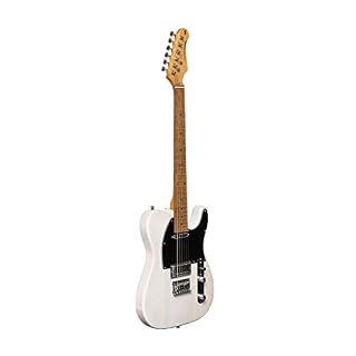 Stagg SET-PLUS WHB – Guitare électrique Vintage série »T »- plus – blanche - Les Beatles, Paul McCartney, John Lennon, RIngo Starr, George Harrison