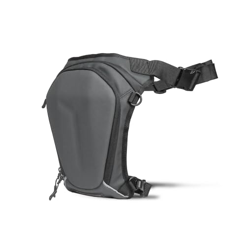Image of Carbonado Turtle Bags, Thigh Bag for Bikers, Fanny & Waist Bag for Man Woman; Multipurpose Water Repellent Utility Pouch, Cross Body, Strap to Leg & Hip for Motorcycling, Outdoor & Hiking - Grey