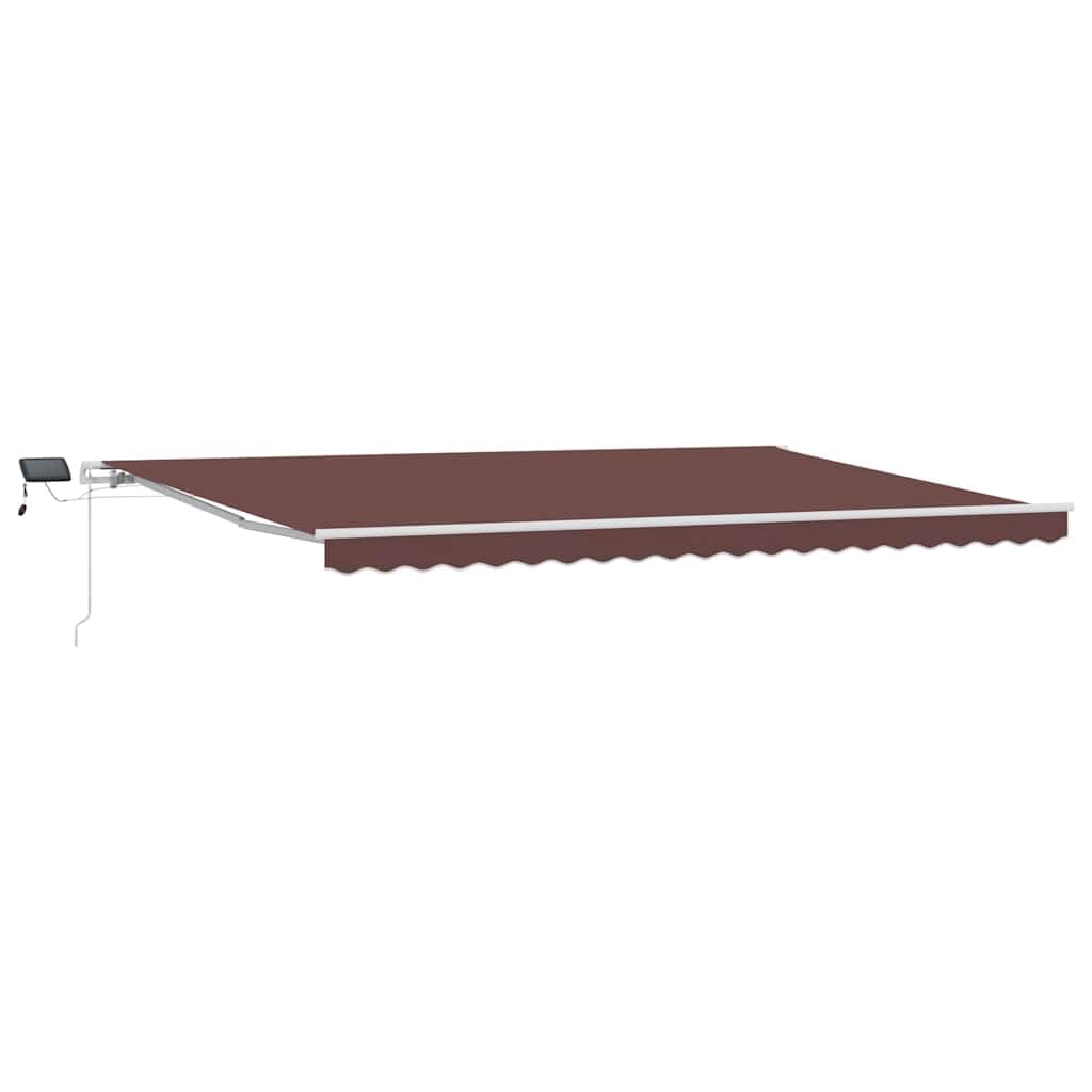 Manuelle Markise mit LED-Beleuchtung in Braun 500x300 cm, UV-beständiger Sonnenschutz für Terrasse und Balkon Dieser manuell bedienbare Kurbelmarkise in den Maßen 500x300 cm