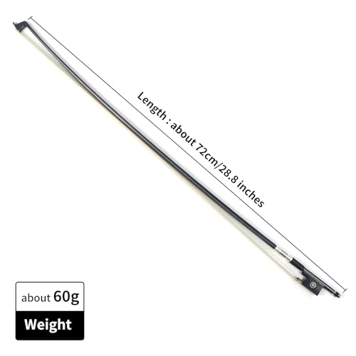 Image of Kmise Carbon Fiber Violin Bows: Lightweight Violin Bow 4 /4, Anti-Deformation Full Size Fiddle Bow, Ultra-Stretchy Horse Hair, Gift for Professional, Beginner, Adults, Kids Violins Practice (Black)