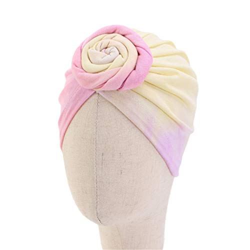 Qhome Girls Cotton Beanie Flower Slouch Cap Hospital Hat Kids Headwarp Turban Hair Accessories3