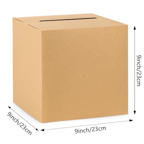 Image of Hooqict Kraft Card Box with Slot 9.1 inch Wedding Favor Gift Card Boxes for Reception, Parties, Birthday, Rustic Wedding Decorations, Retirement, Graduation Money Box Envelope Holder
