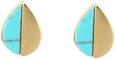 Lureme Stainless Steel 18K Gold Mini Heart Stud Earrings with Turquoise (er005629)