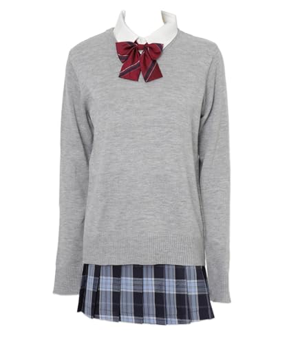 [ウィゴー] ベーシック スクールニット セーター 学生 スクール 服 制服 トップス 無地 羽織 女子 通学 高校生 中学生 仕事着 シンプル 秋服 ギフト レディース L 杢グレー