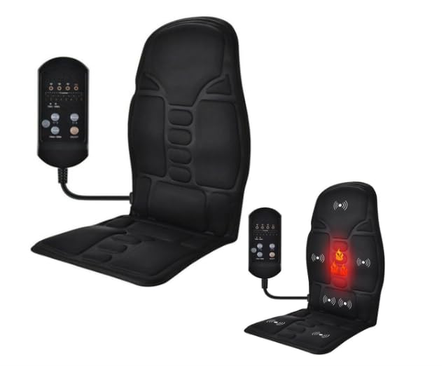 Assento Massageador Elétrico com Aquecimento, 8 Modos de Massagem, Controle Remoto, Carro Poltrona Cadeira Pescoço Costas Lombar Ombro Alivia Dor Tensão