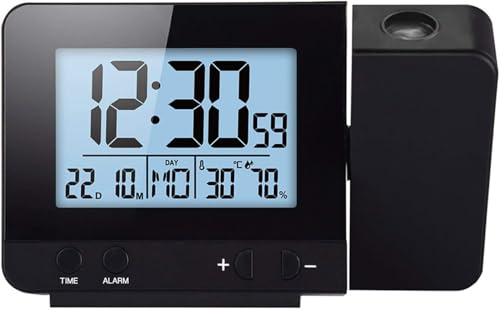 Despertador Digital con Proyector de Techo, Temperatura, Snooze y Luminosidad Ajustable para Mesita de Noche