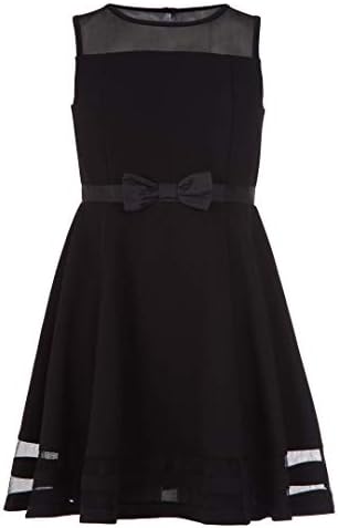 Calvin Klein Girls' Sleeveless Party Dress, Fit and Flare Silhouette, Round Neckline & Back Zip Closure, Black, 12