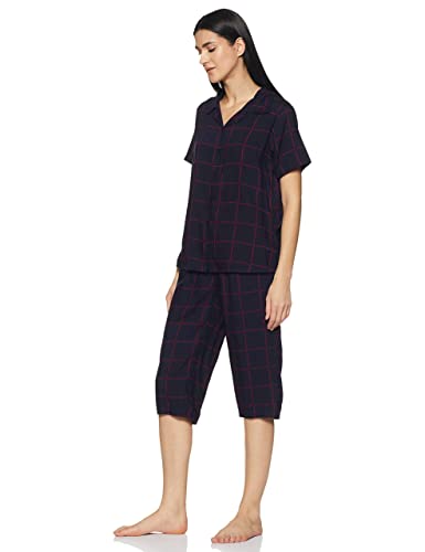 Image of Longies Women's Rayon Pyjama Night Suit Regular Capri Set ((LGRCSSY011 Purple Small) S)