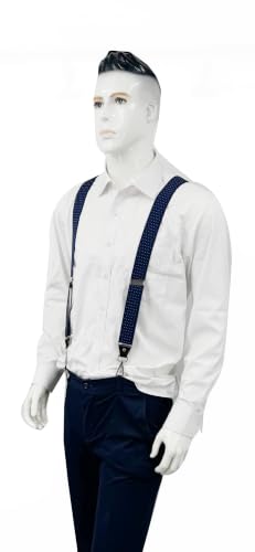 Image of Mens Suspenders with 3 Swivel Hooks Belt Loops 1.4 Inch Wide Heavy Duty Adjustable Braces
