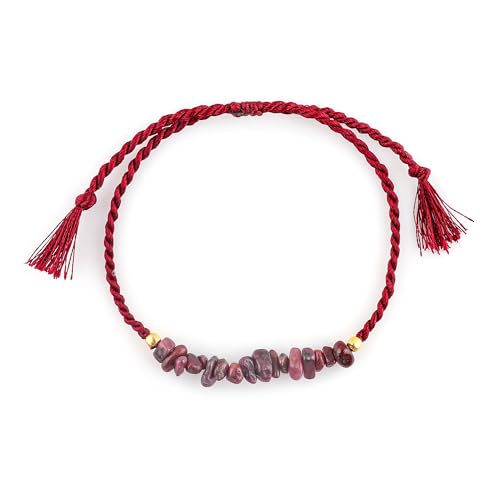 Pulsera trenzada artesanal con piedras naturales sin cortar