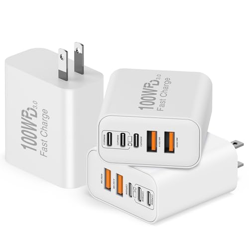 QZIIW USB C Wall Fast Charger Block, 100W 5-Port Type C Fast Charging Block