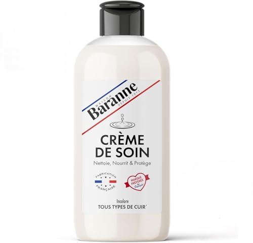 Baranne Crème de Soin | Nettoie, Nourrit et Protège | Tous types de cuir | Incolore | Fabriqué en France | 150 mL