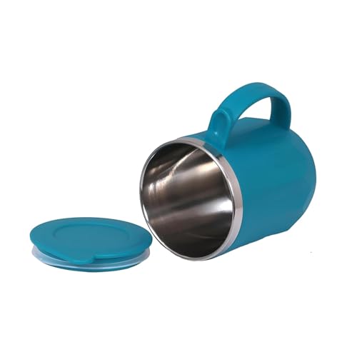 Image of Insulated Coffee Mug 350 ml - Leakproof Lid, Double Wall Stainless Steel Tea Mug, Cool Touch Outer, Travel Cup for Office & Car, Keeps Drinks Hot /Cold - Blue