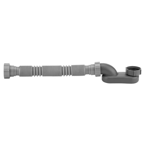 Nicear Flacher 1,5-Zoll-P-Winkel, Flexibler Wannen-Duschablauf Graues Stand-Up-Wannenablaufset UltradüNnes Ablaufsystem FüR Badezimmer-Duschwannen (41,9 X 8,1 X 7,3 Cm)