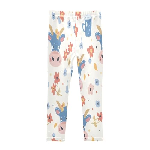 Bolaz Toddler Girls Leggings Printed Yoga Pants Leggings Cute Cow Milk Cup Flowers for Kids2