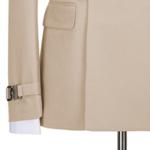 Image of Men's 2 Piece Suit with Metal Clasp Slim Fit Suit Stylish Business Pants Casual Wedding Grooms Tuxedo Suit