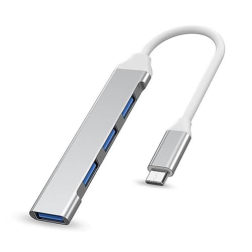 Hub USB-C 4 in 1 con Porta 3.0 e 3 Porte 2.0 Compatibile con MacBook Pro Windows Laptops e Altri Dispositivi con Porta Type-C - Argento
