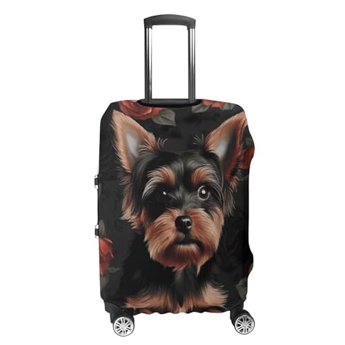 Yorkie Puppy Luggage Cover, Washable Elastic Suitcase Cover Protector Fit 18-32 Inch Luggage4