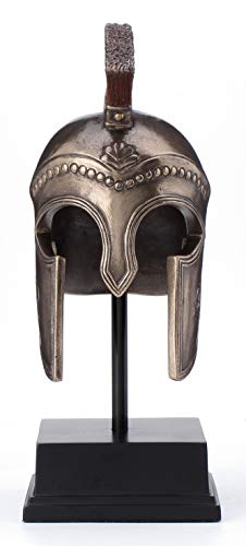Escultura casco Hoplita espartano 8 1/4 pulg bronce miniatura 2
