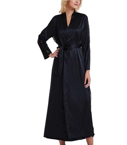 Peignoir en satin fluide pour femme, robe de chambre rouge au fini soyeux