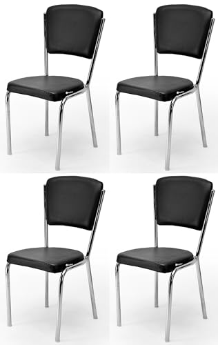 Image of Office Chair Reception Waiting Area Home Study Visitor Chair Without Arm Heavy Duty with Steel Frame and Cushion seat Back, Without Wheels Hold up to 140 kg (4, Black, Heavy 2)