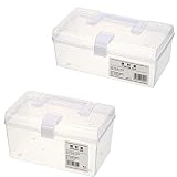 HEMOTON Lot de 2 boîtes de Rangement Transparentes avec Couvercle à charnière