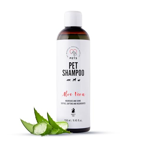 PET Essential Aloe Vera Shampoo für Hunde & Katzen 250ml - Sanfte Fellpflege für Empfindliche Haut - Vegan, pH Neutral - Beruhigt Juckreiz & Verleiht Glanz