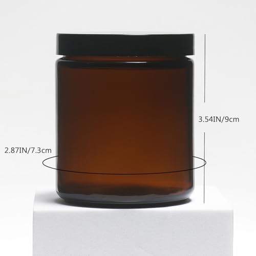 8oz Glass Jars with Lids, 2 pack Jars Amber 250g Empty Round Cosmetic Containers for Sample, Powder,Body Butter,Cream, Lotion, Spice