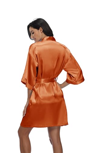 Image of Women's Pure Short Silky Robes Bridesmaid Bride Party Satin Robes Sleepwear