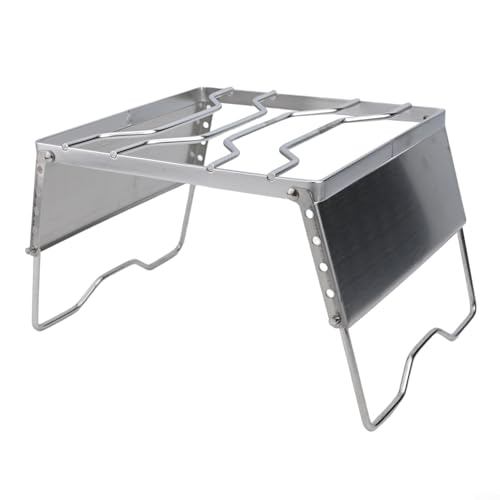 Parrilla de camping con patas plegables, resistente y ligera, equipo de barbacoa de acero inoxidable 304