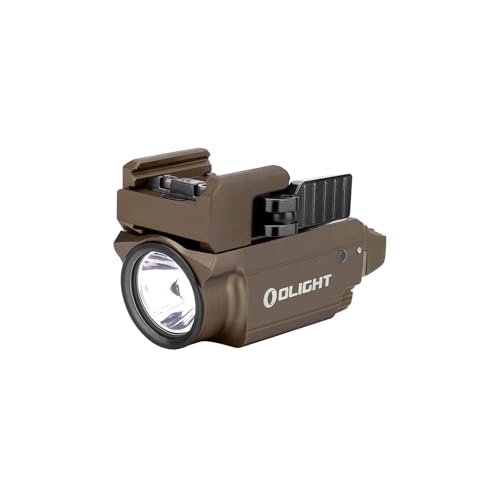 OLIGHT Baldr Mini Lampe Tactique Avec Pointeur Fisceau Vert Réglable Puissant 600 Lumens Rail Réglable Pour Chasse Compatible avec Rail Picatinny et GL Desert tan
