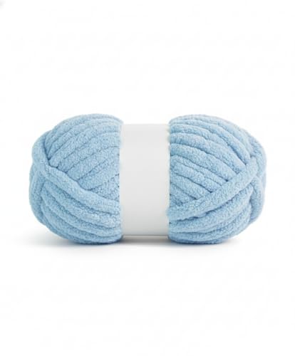 Image of ProKart Premium Blankie Wool, Plush & Cuddly, Chenille Yarn Supersoft Hand Knitting Wool Ball | Blanket Thick /Mottu Yarn Ball Suitable for Hand Knitting and Crocheting (Sky Blue, 100gms x 1 Pack)