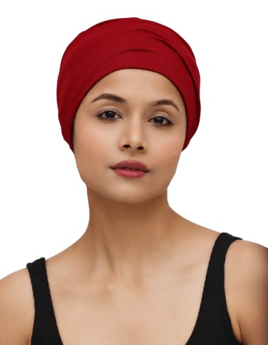 Image of The Headscarves Women Silky Soft Bamboo Viscose Sleep Cap for Hair Loss Chemo Headwear Skull Cap Free Size (Multicolor) (HS3 Multicolor)