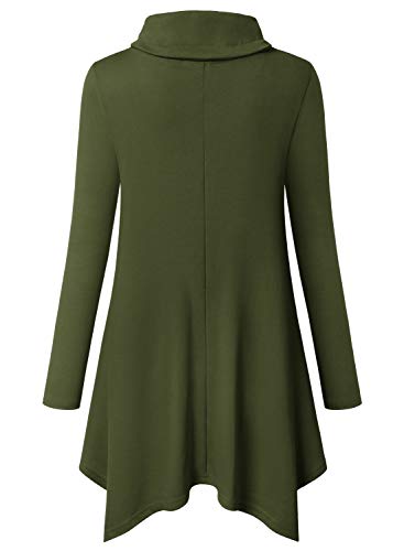 Image of Bulotus Womens Sweaters 2025 Winter Cowl Neck Long Asymmetrical Tunic Sweaters for Leggings Holiday Vacation Tops