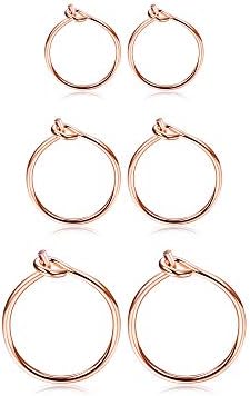 3 Pairs 925 Sterling Silver Hoop Earrings For Women Girls Small Hoop Earrings Sleeper Earrings Piercing Jewelry Set 6MM 8MM 10MM
