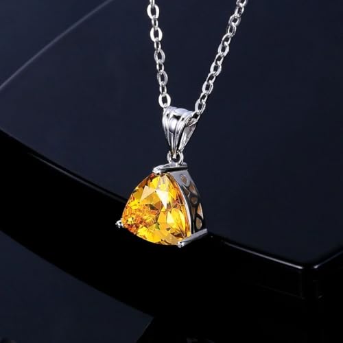 Collier en argent S925 avec pendentif triangle jaune doré chic - 5