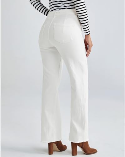 Vetinee Straight Leg Jeans for Women Trendy High Waisted Frayed Hem Stretchy Denim Pants Relaxed Casual Trouser Jeans2