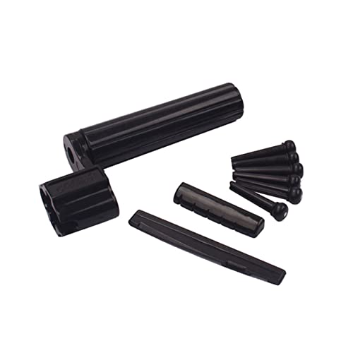 ERINGOGO Guitar Saddle and Nut Kit Plastic Replacement Bridge Saddle Nut Spring Winder for Acoustic and Electric Guitars Durable Black Guitar Accessory for Enhanced Sound
