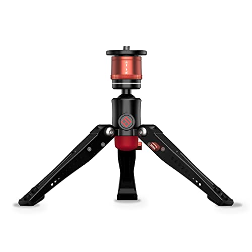Ifootage Cobra 3 Base,Low Profile Minipod,Desktop Tripod,Vertical Payload 6Kg,Height 5.7”~10.24”(14.5~26Cm),Top Plate For Monitor,Phone Holder Clip,Mini Ball Head,K5 Fuid Headled Flash #TOP12