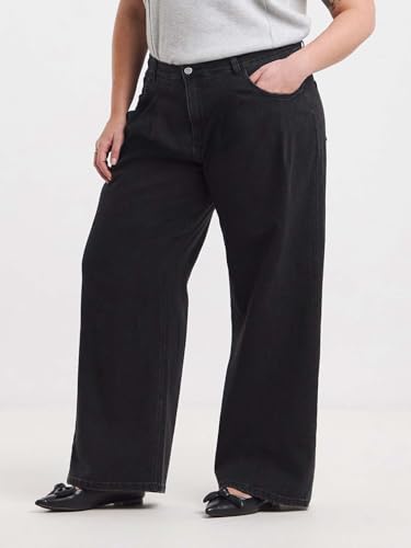 Image of KOTTY Women's High Waist Wide Leg Button Coin Pocket Straight Fit Jeans Stylish Regular to Plus Size Fit Denim Jeans for Women