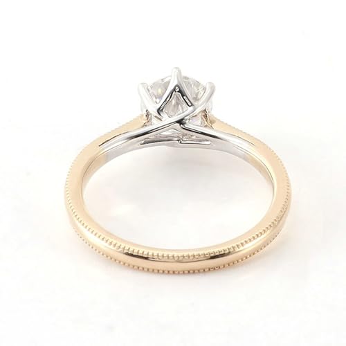 Women Wedding Band Moissanite, Simple Engagement Ring 9K/14K/18K Yellow Gold with 6 Prong Round Shape Moissanite 1/2/3ct Band Comfort Fit3
